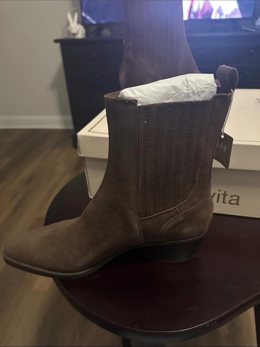 Dolce Vita Taupe Suede Chelsea Ankle Boot